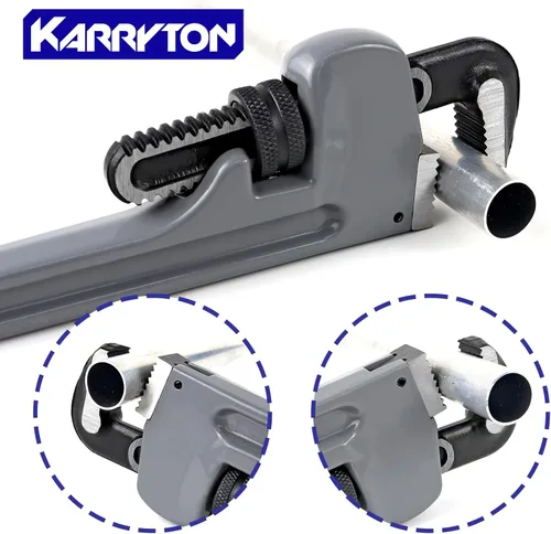 Vista 6 de Llave de tubo de aluminio de 10 pulgadas, 1-5/8"/41mm de abertura de mordaza Cr-Mo ajustable, llaves de fontanería de mango recto resistente