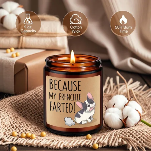 Vista 3 de Velas LEADO, regalos de bulldog francés para mujeres, hombres - divertidos regalos de bulldog para dueños de bulldog francés, papá de bulldog, mamá