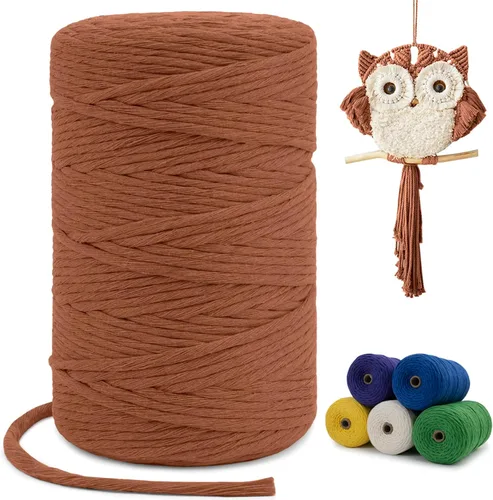 Vista 30 de Cuerda de macramé de una sola hebra de 0.197 in x 110 yardas, cuerda de macramé de algodón natural de 0.197 in, cuerda de algodón grueso para colgar