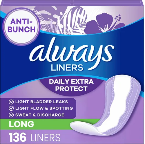 Vista 15 de Always Panty Liners para mujer Anti-Bunch Xtra Protection Daily Liners, largos, sin perfume, 108 unidades (paquete de 4)