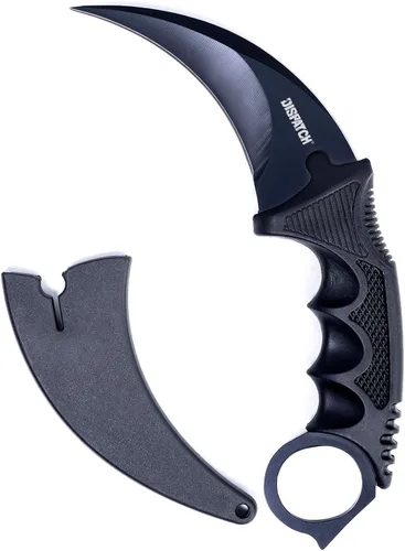 Vista 13 de Dispatch Karambit Cuchillo táctico de hoja fija para acampar, cuchillo de caza al aire libre con funda y cable, adecuado para senderismo, aventura