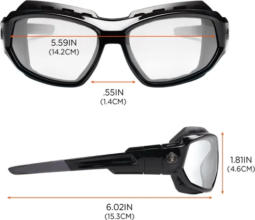 Vista 7 de Ergodyne Skullerz LOKI - Spogles de seguridad convertibles, incluye junta de espuma y correa para convertir en gafas, ANSI z87.1
