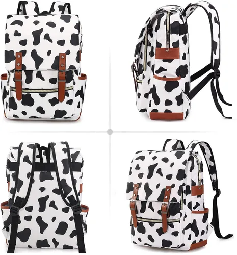 Vista 4 de Mochila delgada para escuela, mochila de viaje para universidad, Vaca, Mochilas de mochila