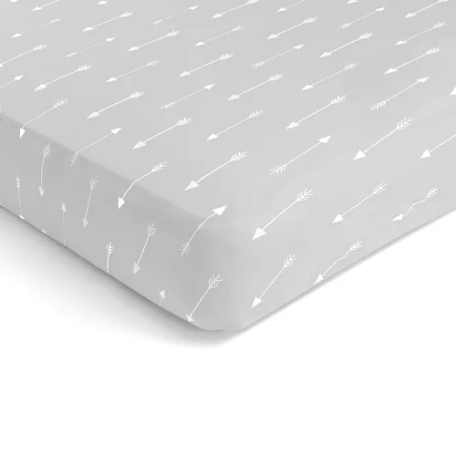 Vista 9 de BaeBae Goods Sábanas ajustadas para cuna de bebé para niños y niñas, paquete de 3, algodón de jersey suave y transpirable, gris y blanco, lindo