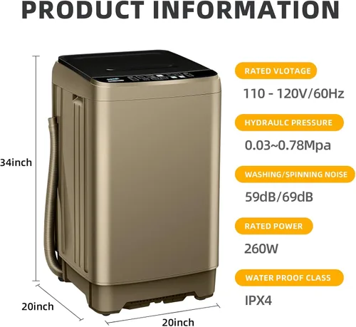 Vista 3 de Qhou Lavadora automática completa y paquete de secadora de ropa portátil Euhomy