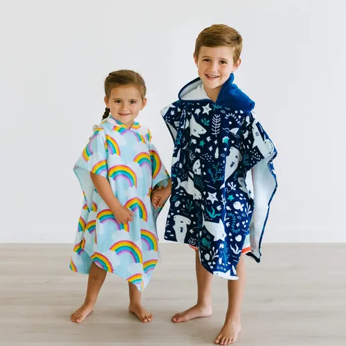 Vista 7 de Baba & Bear Toalla con capucha para niños, cubierta de traje de baño para playa, piscina, baño (tiburón)