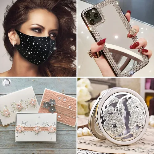 Vista 6 de 3108 piezas de pegatinas de diamantes de imitación, diamantes transparentes para la cara, diamantes de imitación autoadhesivos, pegatinas de joyas