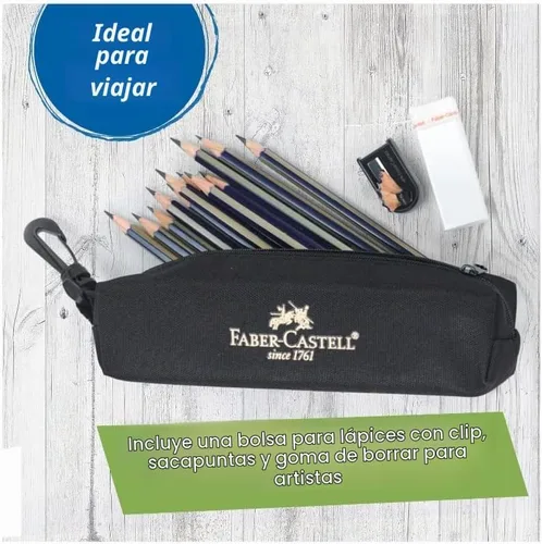 Vista 2 de Faber-Castell Creative Studio Art On-The-Go - Juego de bocetos de grafito - 15 lápices de dibujo y accesorios