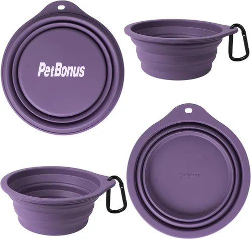 Vista 3 de PetBonus 2-Pack Silicone Collapsible Dog Bowls and Dog Collar Safety Clip