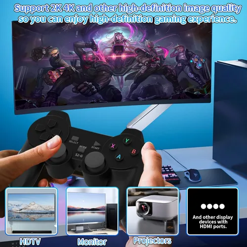 Vista 3 de Retro Game Console with 21,000+ Games, 18 Emulators, HDMI Plug & Play, 2.4GHz Wireless Controllers for TV Gaming (Black)