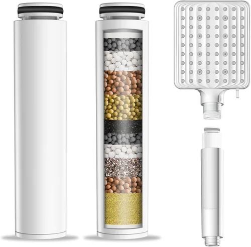Vista 7 de Filtro de cabezal de ducha para ducha de mano, 1 paquete de filtros de suavizante de agua de repuesto para agua dura - Eliminar cloro y sustancias