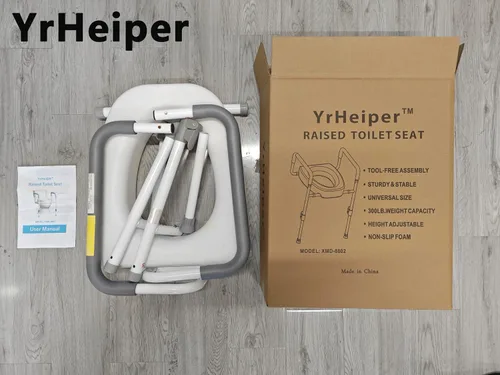 Vista 5 de YrHeiper - Asientos de inodoro elevados con asas, reposabrazos para uso con asientos de inodoro