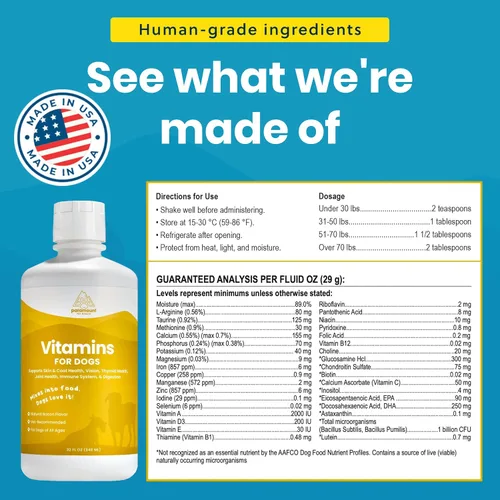 Vista 3 de Vitaminas y suplementos 100 % naturales para perros – Multivitamina líquida para perros – Vitaminas para perros mayores – Multivitaminas para perros