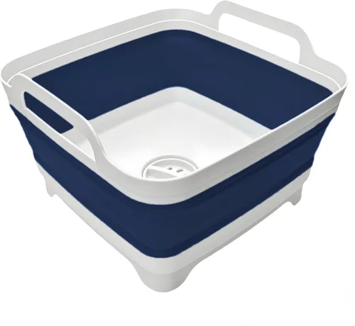 Vista 12 de Lavabo plegable de 9 L, tina plegable con tapón de drenaje, lavabo plegable portátil, fregadero de campamento para lavar platos, lavandería y uso