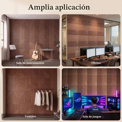 Vista 8 de Paneles de pared acústicos, 6 paneles de pared de 23.62 x 23.62 pulgadas División del panel Haven