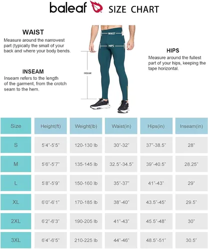 Vista 7 de BALEAF Mallas de correr de vellón para hombre pantalones térmicos resistentes al agua leggings con cremallera en las piernas bolsillos para ciclismo