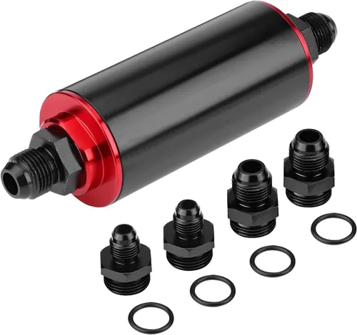 Vista 8 de AUCELI Filtro de combustible de gas en línea de 50 mm, filtro de aire con adaptador 6AN 8AN 10AN, accesorios de filtro de combustible/gas/gasolina