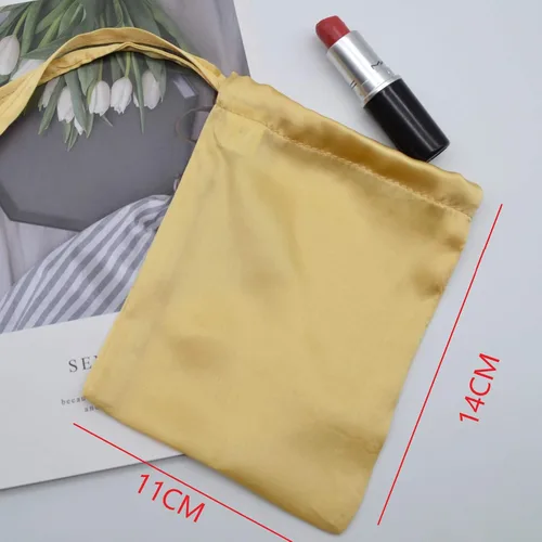 Vista 2 de Maxfeel 100% seda bolsas de viaje y bolsas de regalo con cordón sólido teñido muticolor (champán)