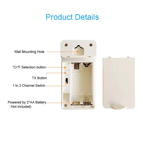 Vista 4 de SMARTRO Sensor remoto inalámbrico para interior y exterior termómetro reemplazo para reloj de proyección SC31B