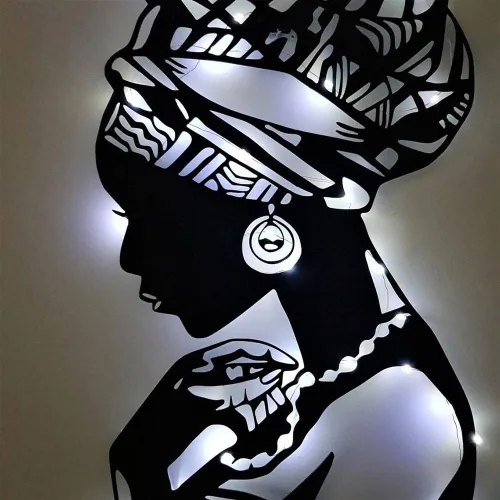 Vista 3 de Arte de pared de metal africano, decoración de pared de metal para mujeres africanas, arte de pared de metal para mujeres negras, decoración de sala