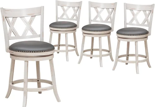 Vista 10 de GIANTEX - Juego de 2 taburetes de bar de 25.5 pulgadas, taburetes giratorios de altura de mostrador con respaldo, asiento acolchado de 20 pulgadas