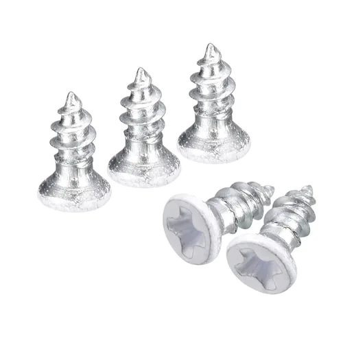Vista 31 de uxcell Tornillos blancos ST2x4mm Tornillos autorroscantes, 100 tornillos Phillips de cabeza plana para madera para carpintería