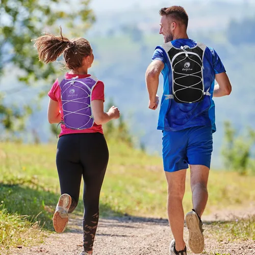 Vista 6 de Mochila de hidratación ligera con bolsa de agua de 2 L para hombres y mujeres, pequeñas mochilas de agua para correr, chaleco para senderismo