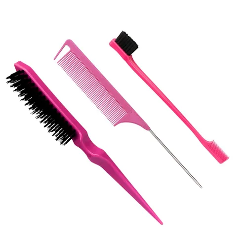 Vista 7 de 3 unids Peine Peine Cepillo de pelo Set de burlas Cepillo de pelo Cepillo Cola Peine para la espalda Cepillado Peinado