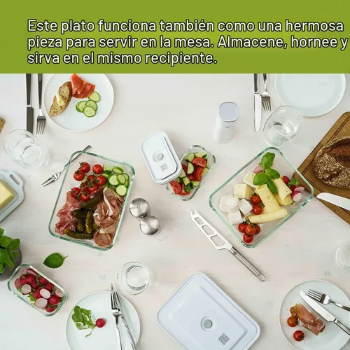 Vista 10 de ZWILLING Fresh & Save Recipiente sellador al vacío mediano, cacerola con tapa, bandeja para brownies, bandeja para lasaña, bandeja para pizza, 9.5 x