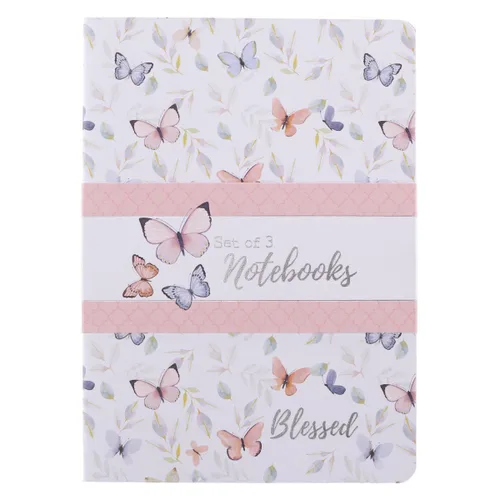 Vista 3 de Christian Art Gifts - Juego de cuadernos que inspiran para clases/estudio/notas de sermón, diario, lista personal de tareas, Grande: mariposa