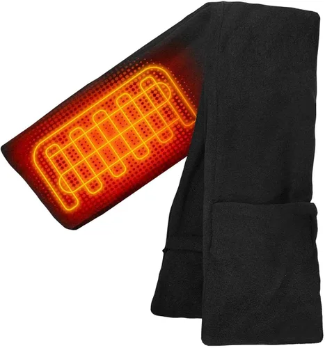 Vista 3 de ActionHeat - Bufanda térmica con batería AA para calefacción de cuello, bufanda eléctrica de forro polar de poliéster con bolsillo y paneles