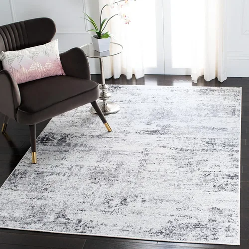 Vista 24 de SAFAVIEH Amelia Collection ALA700A - Alfombra decorativa de 2'2" x 4', diseño moderno abstracto, color marfil y azul, no desprende pelusa y de fácil