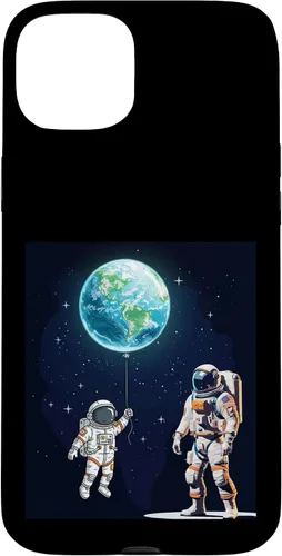 Vista 9 de Astronauts in Space Parent & Child in spacesuits with Planet Case for iPhone 16