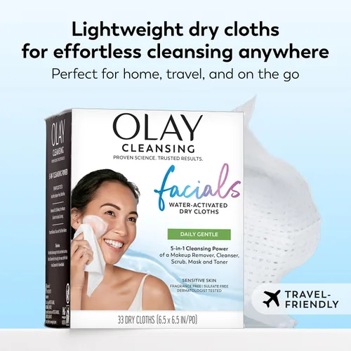 Vista 10 de Olay 4 en 1 Paños fragancia y jabón Facial diaria gratuita para piel sensible 33 unidades, embalaje puede variar, Fragrance & Soap Free Daily Facial