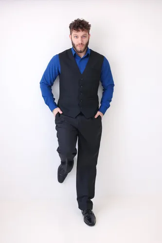 Vista 4 de COOFANDY Chaleco de traje casual para hombre, chaleco formal ajustado para negocios, chaleco de deshierbe