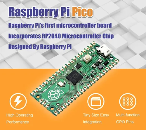 Vista 4 de 2 piezas de placa microcontrolador Raspberry Pi Pico con interfaces digitales flexibles Basado en chip RP2040 Procesador ARM Cortex M0+ de doble