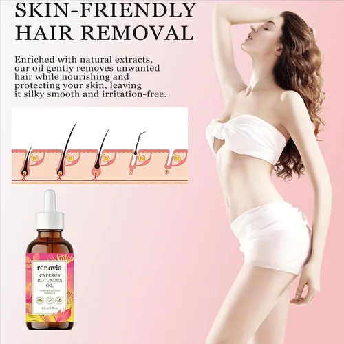 Vista 6 de Renovia Cyperus Rotundus Oil, Moisturizing & Soothing For Smooth Looking Skin With Peppermint, Organics Hair Removal Skin Serum for Face, Arms &