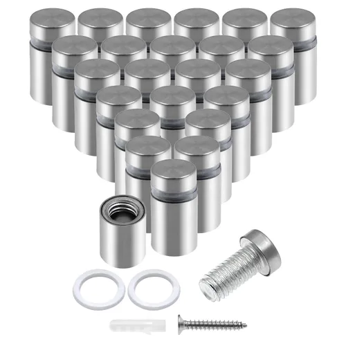 Vista 38 de Luomorgo 12 piezas tornillos separadores de acero inoxidable de 1" x 1", herrajes de montaje para letreros de pared, separadores de vidrio