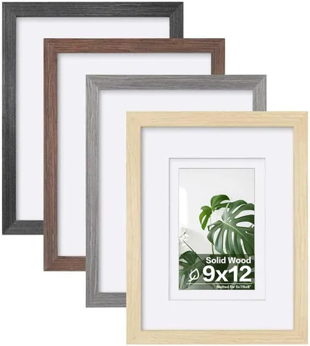 Vista 83 de Egofine - Juego de 4 portarretratos A4 de madera maciza y cubierta de plexiglás de 4 x 6/6 x 8 pulgadas con paspartú o A4 sin paspartú, para mesa