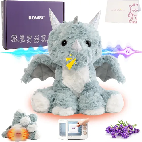 Vista 10 de KOWSI® AI ChatGPT - Peluche interactivo de unicornio parlante, 1.4 libras, calentable para microondas con almohadilla térmica de turmalina lavanda