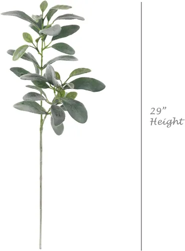 Vista 2 de Larksilk Tallos de oreja de cordero de 29 pulgadas, tallos artificiales de vegetación, planta alta, verde, plantas realistas de imitación