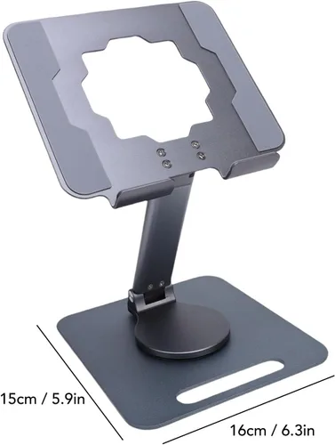 Vista 7 de Tyenaza Aluminum Alloy Tablet Stand Rotating Foldable Adjustable Desktop Phone Tablet Holder Hollow Out Heat Dissipation for Live Streaming Drawing