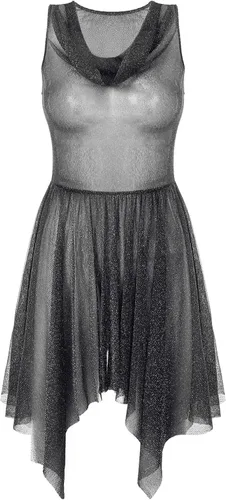 Vista 3 de Women Worship Praise Dance Tunic Glittery See-Through Lyrical Dance Dress Negro