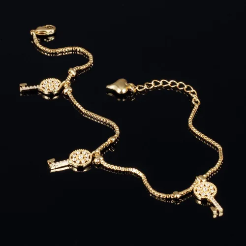 Vista 3 de Tono de la moda aanklets Oro 18K Rhinestone clave encanto playa cadena de pie aanklet para las mujeres l7.99+ 2