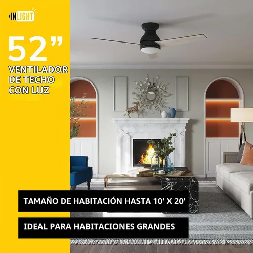 Vista 2 de Inlight Ventilador de techo Hugger de 52 pulgadas para interiores