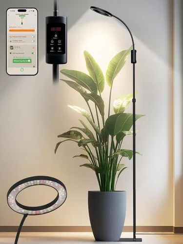 Vista 10 de Luces de Crecimiento Inteligentes para Plantas de Interior, 48W Luz de Planta de 2 Cabezales con Temporizador Automático, Luz LED de Crecimiento