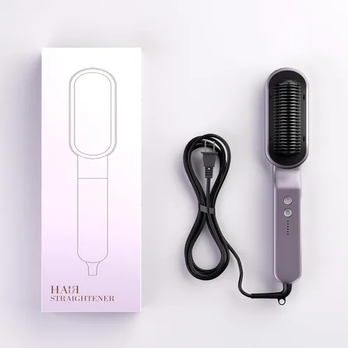 Vista 7 de Cepillo alisador de pelo iónico, cepillo alisador 2 en 1, peine alisador con iones negativos para mujeres, peine alisador de pelo de cerámica