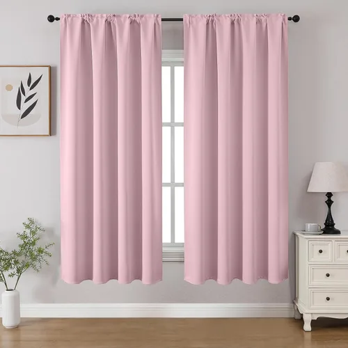 Vista 40 de CUCRAF - Cortinas opacas beige de 45 pulgadas, juego de 2 paneles con bolsillo para barra, cortinas para oscurecer dormitorios y sala de estar