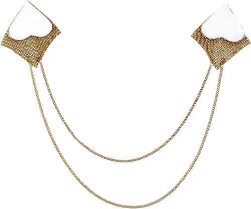 Vista 2 de MINGSEECESS Cubierta adhesiva reutilizable para pezón, almohadillas de silicona de metal dorado, forma cuadrada, sujetador con borla dorado
