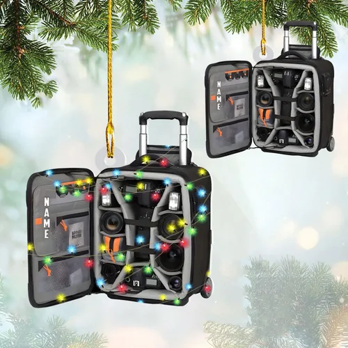 Vista 10 de Adorno personalizado para cámara, adornos de cámara personalizados para árbol de Navidad, cámara de película, adorno de Navidad, adorno